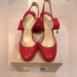 Louboutin RED patent sling back heels 6.5